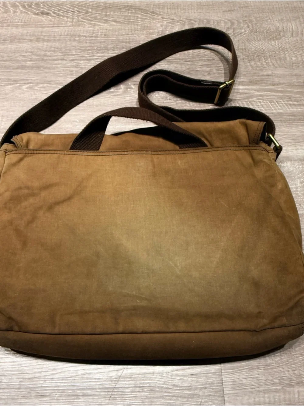 Fossil Buckner Messenger Bag Brown Waxed Canvas Leather Laptop Crossbody